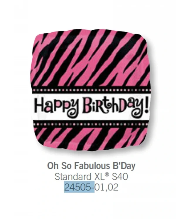 AB110 斑馬紋慶生鋁膜氣球 Oh So Fabulous BDay Balloon