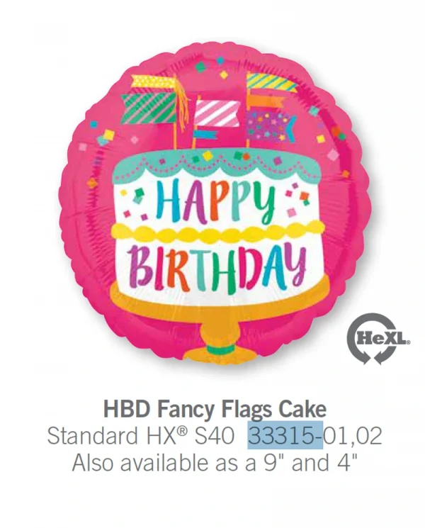 AB119 斑斕彩旗鋁膜氣球 HBD Fancy Flags Cake Balloon