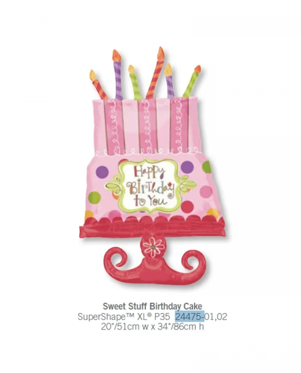 AB508 粉紅大蛋糕鋁膜氣球 Sweet Stuff Birthday Cake Balloon