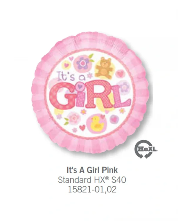 AA103 粉紅小女孩鋁膜氣球 Its A Girl Pink Balloon