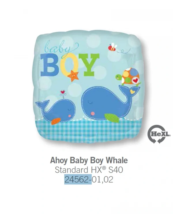 AA107 歡樂小幼鯨鋁膜氣球 Ahoy Baby Boy Whale Balloon