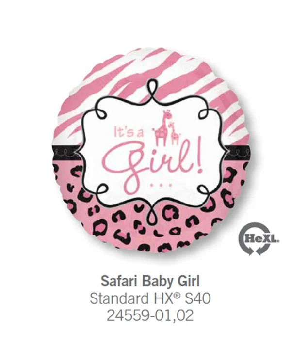 AA114 長頸鹿小女孩鋁膜氣球 Safari Baby Girl Balloon