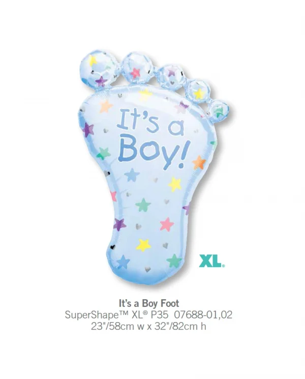 AA505 粉藍男孩腳板鋁膜氣球 Its a Boy Foot Balloon
