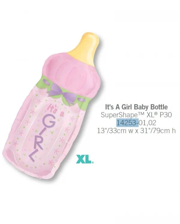 AA507 小女孩奶樽鋁膜氣球 Its A Girl Baby Bottle Balloon