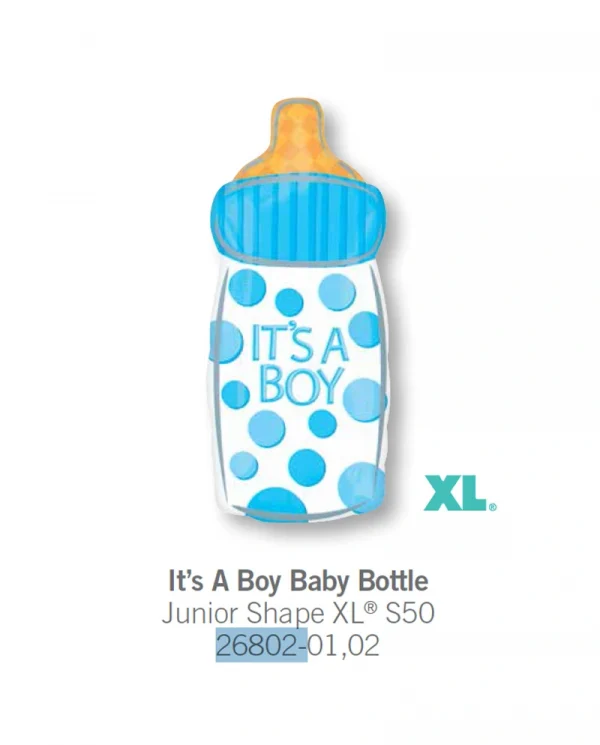 AA510 男孩波點奶樽鋁膜氣球 Its A Boy Baby Bottle Balloon