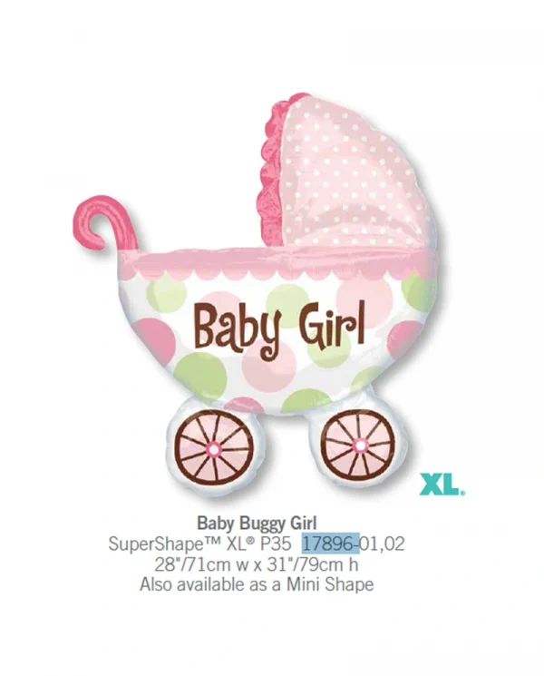 AA514 小女孩BB車鋁膜氣球 Baby Buggy Girl Balloon