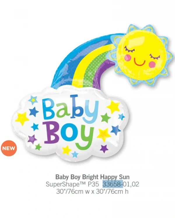 AA518 彩虹男孩鋁膜氣球 Baby Boy Bright Happy Sun Balloon