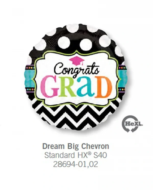 AC102 畢業波點鋁膜氣球 Dream Big Chevron Balloon