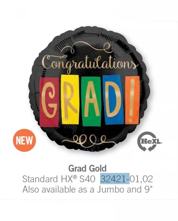 AC106 金牌畢業鋁膜氣球 Grad Gold Balloon