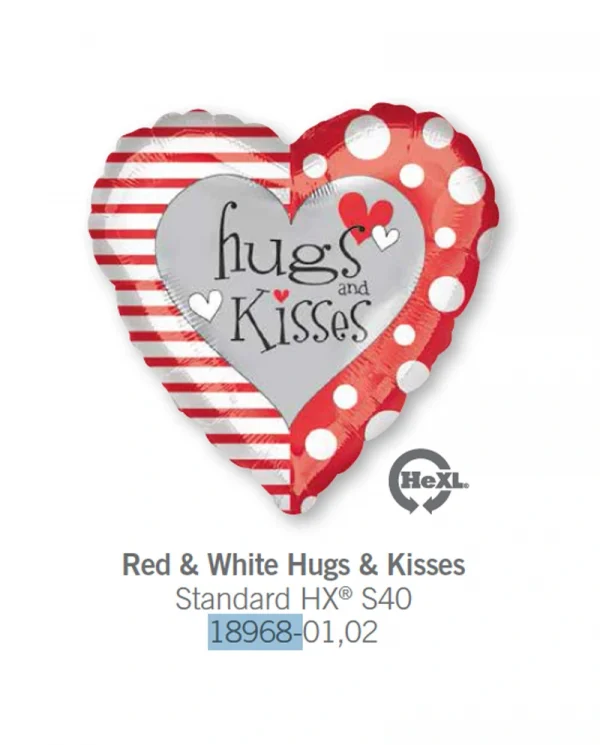 AE118 紅白的擁抱鋁膜氣球 Red White Hugs Kisses Balloon