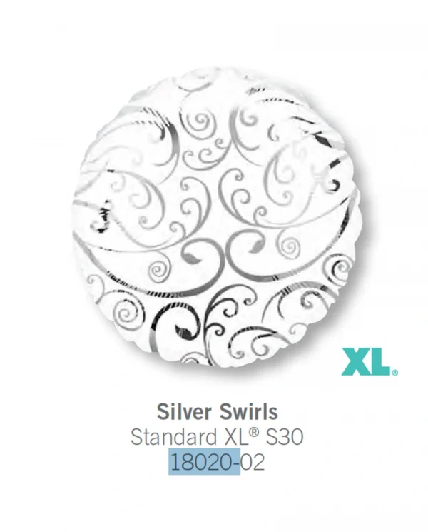 AE128 銀色漩渦鋁膜氣球 Silver Swirls Balloon