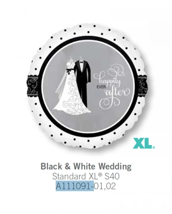 AE129 黑白婚禮鋁膜氣球 Black White Wedding Balloon
