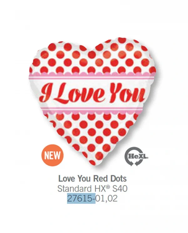 AE136 紅點愛你鋁膜氣球 Love You Red Dots Balloon