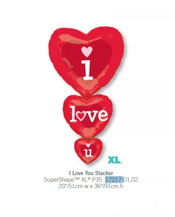 AE502 三連心鋁膜氣球 I Love You Stacker Balloon