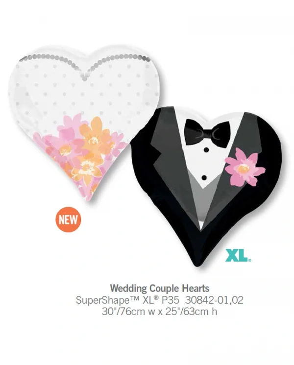 AE516 一對婚禮心鋁膜氣球 Wedding Couple Hearts Balloon