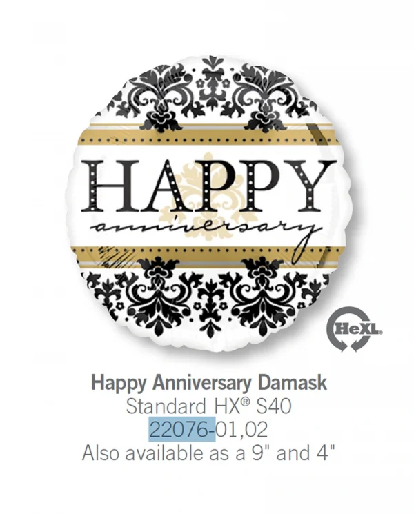 AG101 紀念日鍛紋鋁膜氣球 Happy Anniversary Damask Balloon