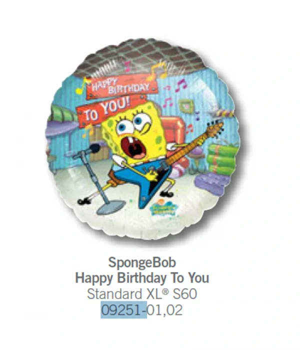 CM107 結他海綿寶寶鋁膜氣球 SpongneBob Happy Bithday To You Balloon
