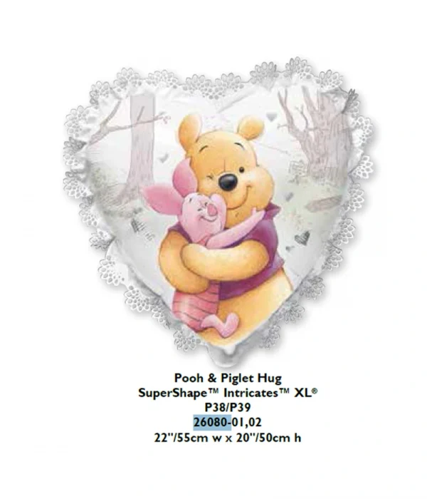 CU501 心型花邊維尼鋁膜氣球 Pooh Piglet Hug Balloon