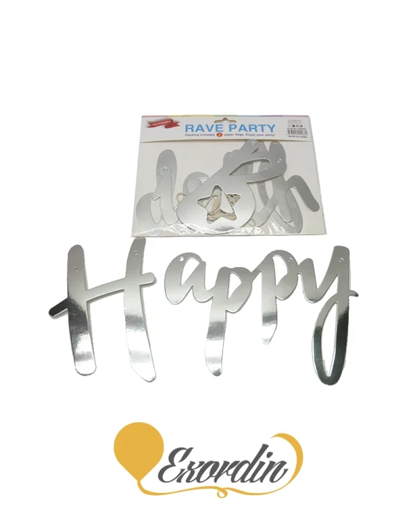 PB013 銀色生日字母掛旗 Silver HBD Letters Banner