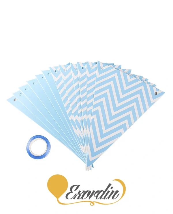 PB024 粉藍波浪掛旗 Light Blue Wave Banner