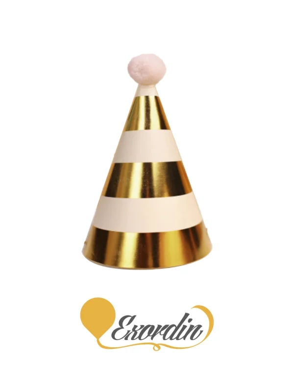 PH012 派對生日帽 金色條紋 Party Birthday Hat or Cap Gold Line