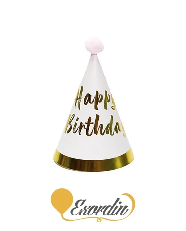 PH016 派對生日帽 粉紅色金字 Happy Birthday Hat or Cap Gold with Pink