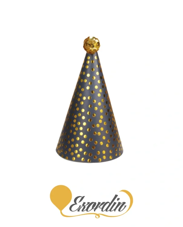 PH021 派對生日帽 黑金色波點 Party Birthday Hat or Cap Black Gold Dot