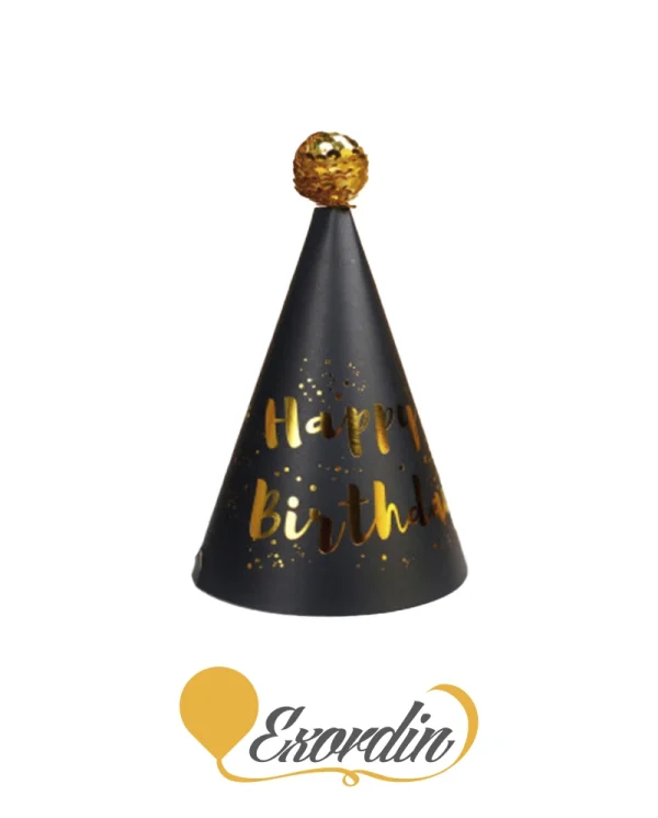 PH024 派對生日帽 黑金色HBD Party Birthday Hat or Cap Black Gold HBD