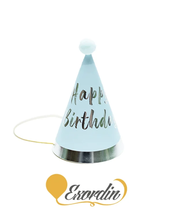 PH028 派對生日帽 藍色銀字 Happy Birthday Hat or Cap Blue with Silver