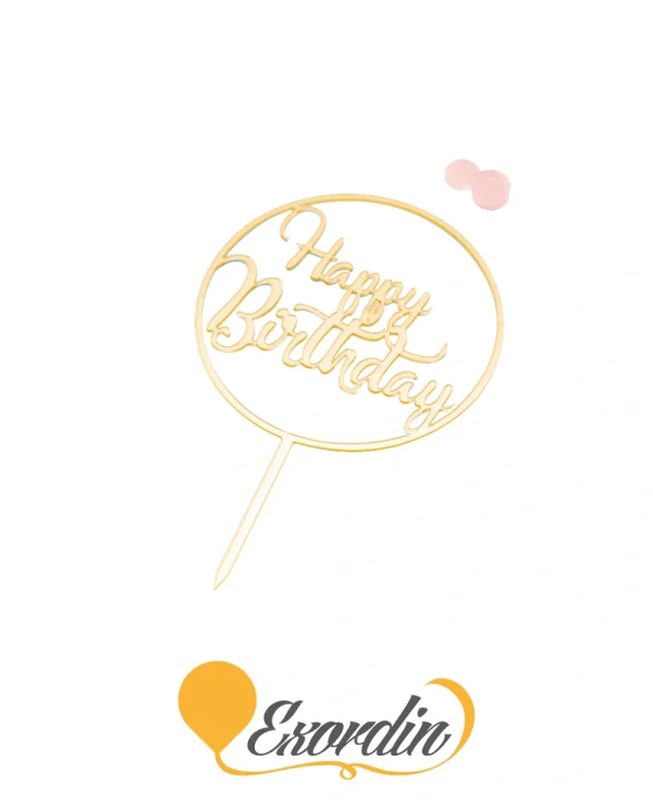 PP050 派對生日蛋糕插牌 金色圓型 1 Birthday Caketopper Gold in Circle shape 1
