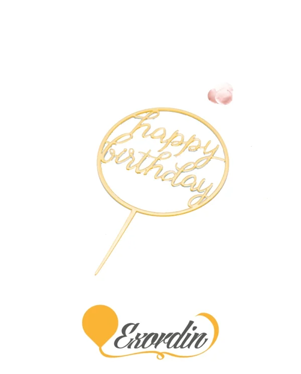 PP051 派對生日蛋糕插牌 金色圓型 2 Birthday Caketopper Gold in Circle shape 2