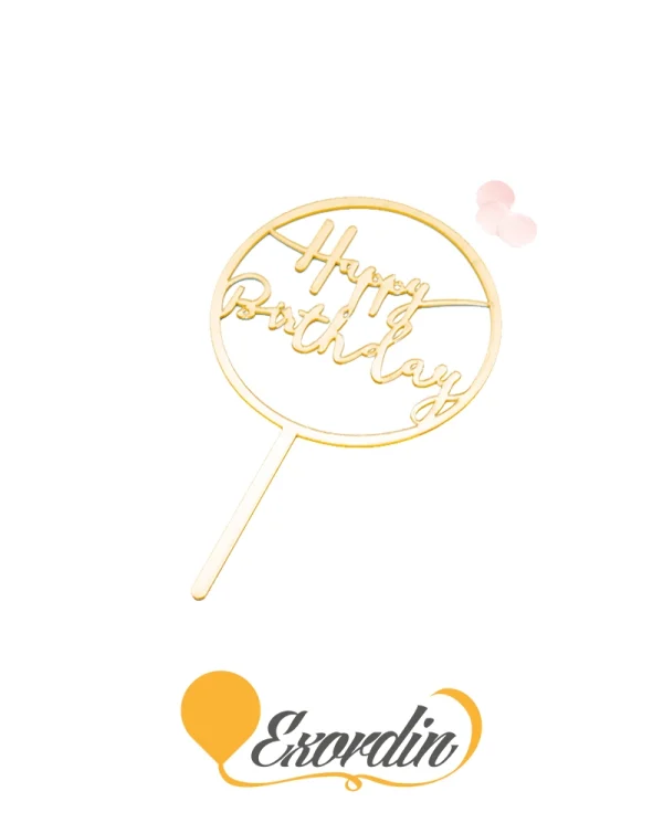 PP052 派對生日蛋糕插牌 金色圓型 3 Birthday Caketopper Gold in Circle shape 3