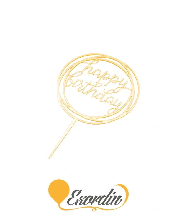 PP053 派對生日蛋糕插牌 金色圓型 4 Birthday Caketopper Gold in Circle shape 4