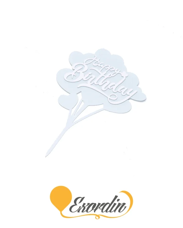 PP061 派對生日蛋糕插牌 白色粉藍色底牌 2 Birthday Caketopper White in Light Blue tag 1