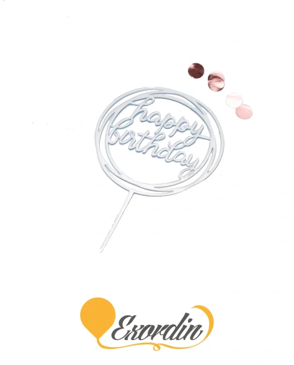 PP062 派對生日蛋糕插牌 銀色圓型 1 Birthday Caketopper Silver in Circle shape 1