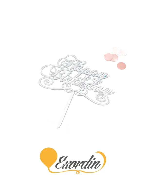 PP064 派對生日蛋糕插牌 銀色長型 1 Birthday Caketopper Silver in Long shape 1