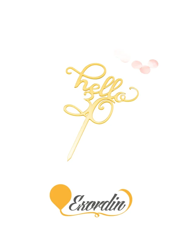 PP068 派對生日蛋糕插牌 金色Hello 30 Birthday Caketopper Gold in Hello 30